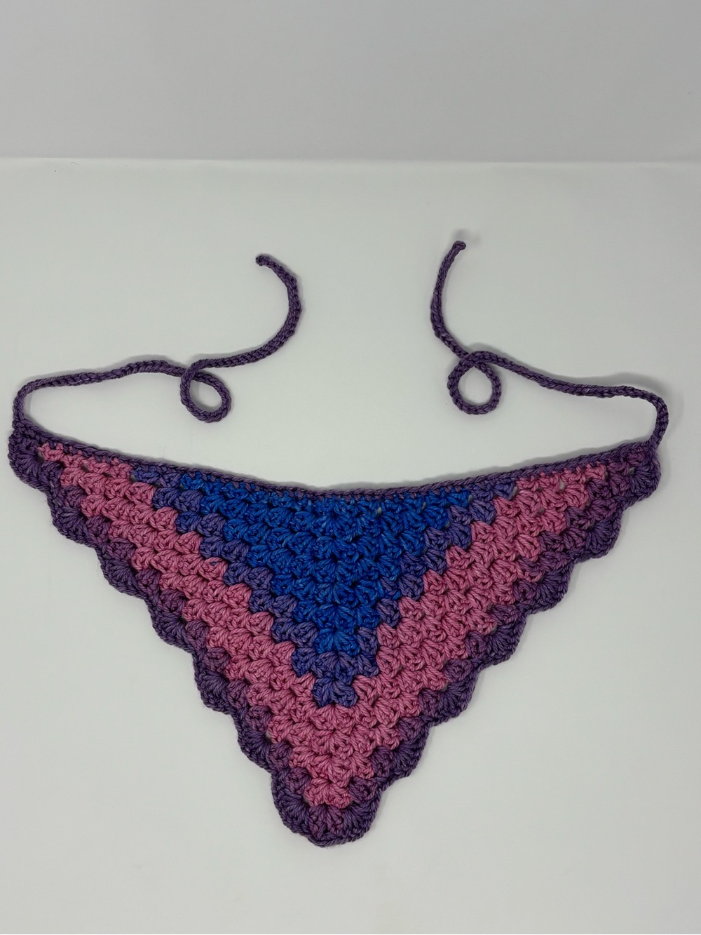 Blue, Pink, Purple Granny Crochet Bandana